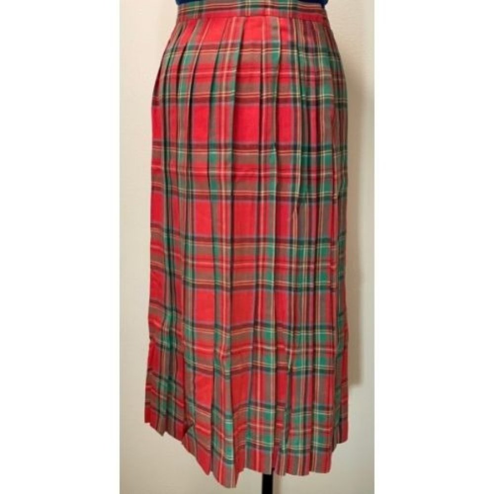 VINTAGE Robert Tonner for Tudor Square Red Plaid Pleated Skirt - Size 14
